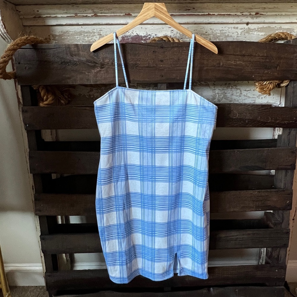🟠NWT RUE 21 Plaid Mini Dress in Blue/White 1X